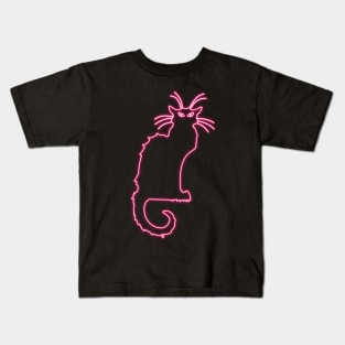 Pink Neon - Chat Noir - Black Cat - Art Nouveau Kids T-Shirt